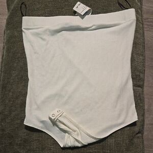 White Ribbed Bodysuit